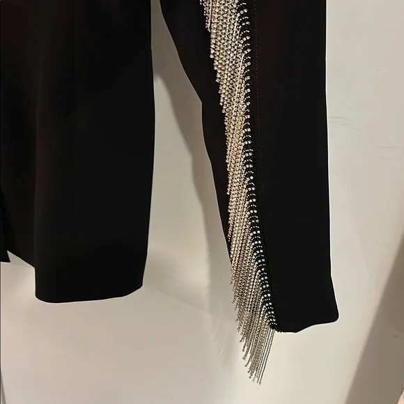 NWT $695 Cinq a Sept black blazer with rhinestone fringe size 6 - Picture 7 of 11